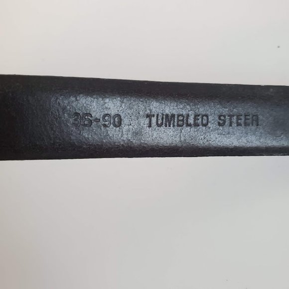 Vtg Gray Tumbled Steer Mens Textured Leather Dress Belt Silver Buckle Sz 36 NWOT - Picture 7 of 9